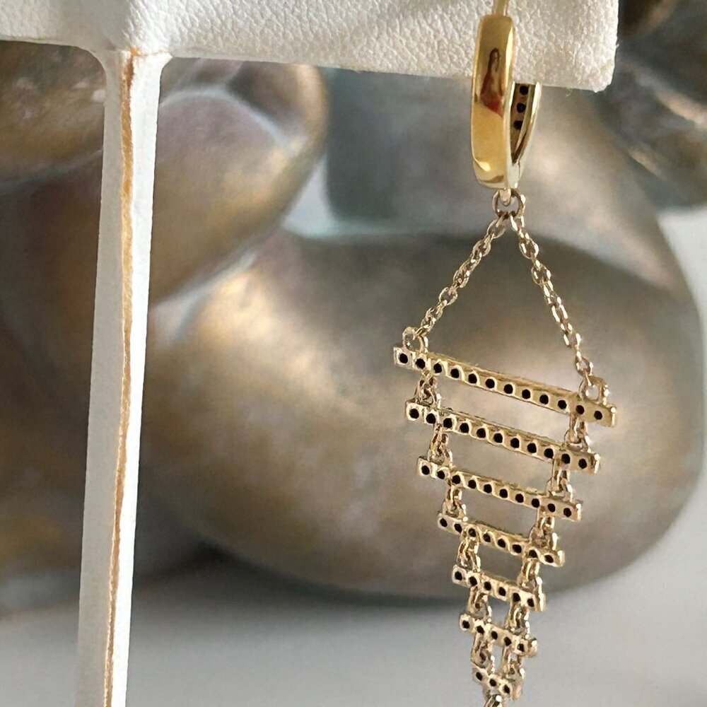 Rarities Carol Brodie 3/4ctw BLACK DIAMOND Gold Plated Silver Drop Earrings NWT - Picture 13 of 15
